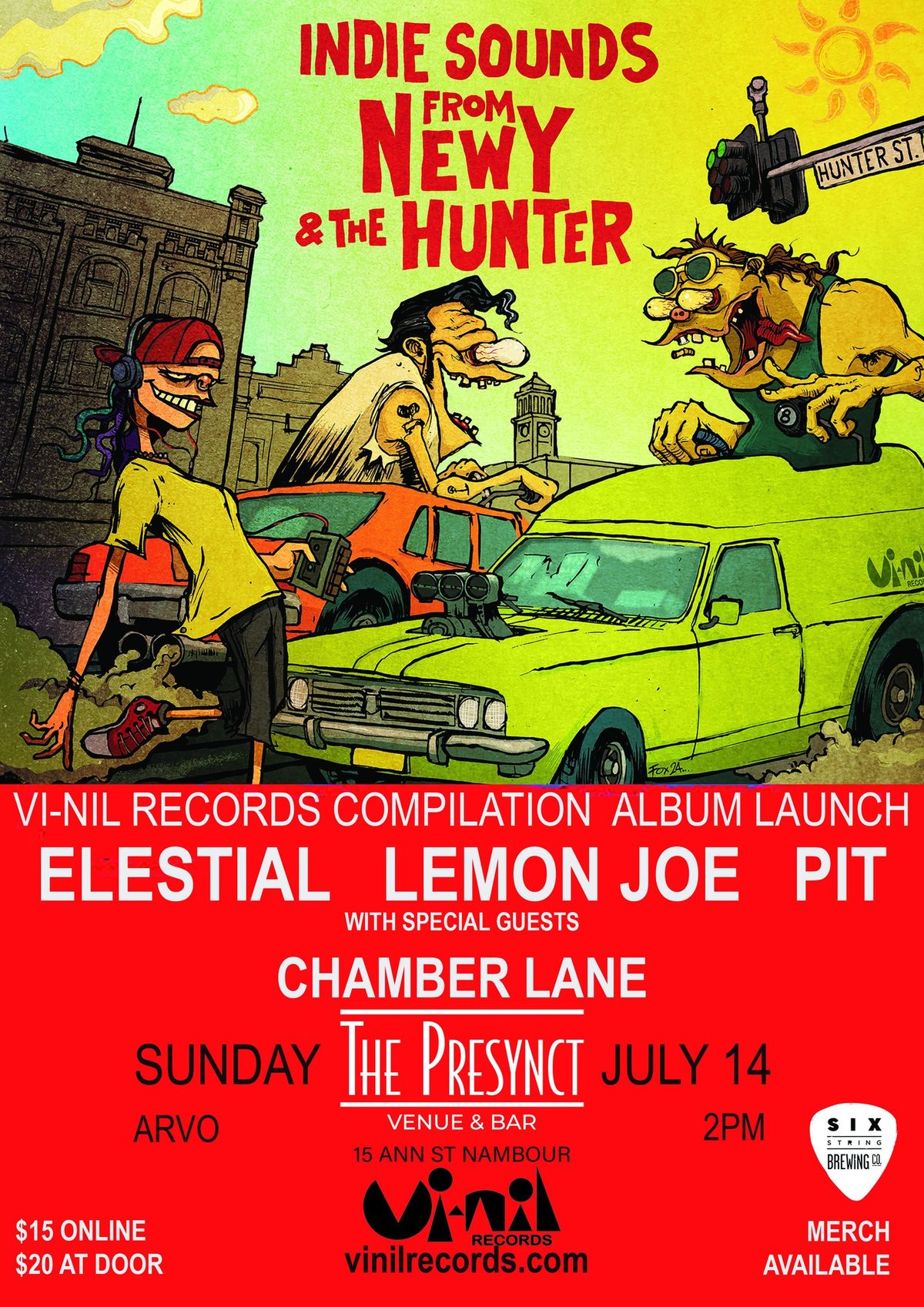 Vi-Nil Records INDIE SOUNDS album launch.The Presynct. ELESTIAL-LEMON JOE-CHAMBER LANE-PIT. Sun.Arvo