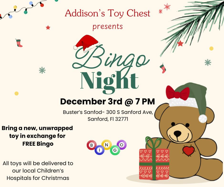 Addison's Toy Chest Holiday Bingo