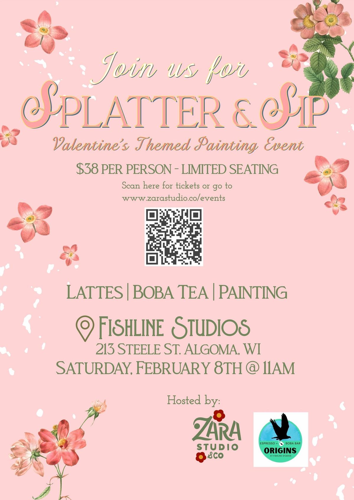 Splatter & Sip - Valentine\u2019s Painting Event @ Fishline Studios