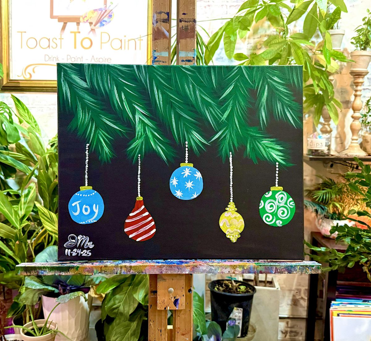 \u201cDeck the Halls\u201d Sip and Paint