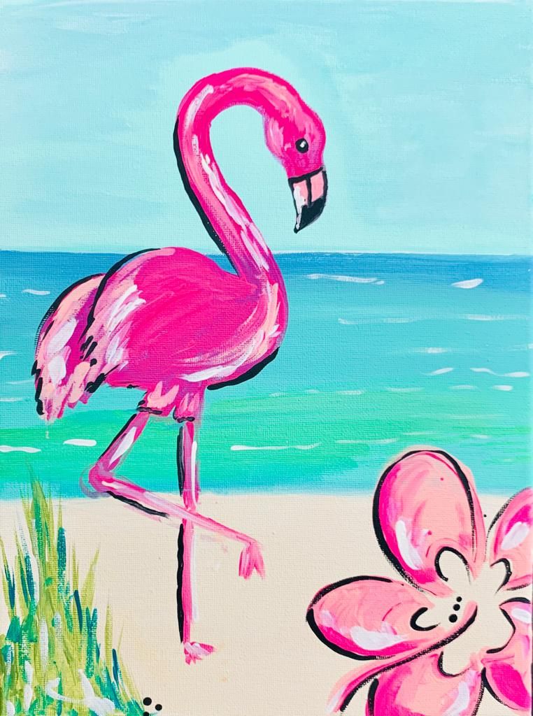 "Fab Flamingo" Paint and Sip at Striper's Bar and Grille!