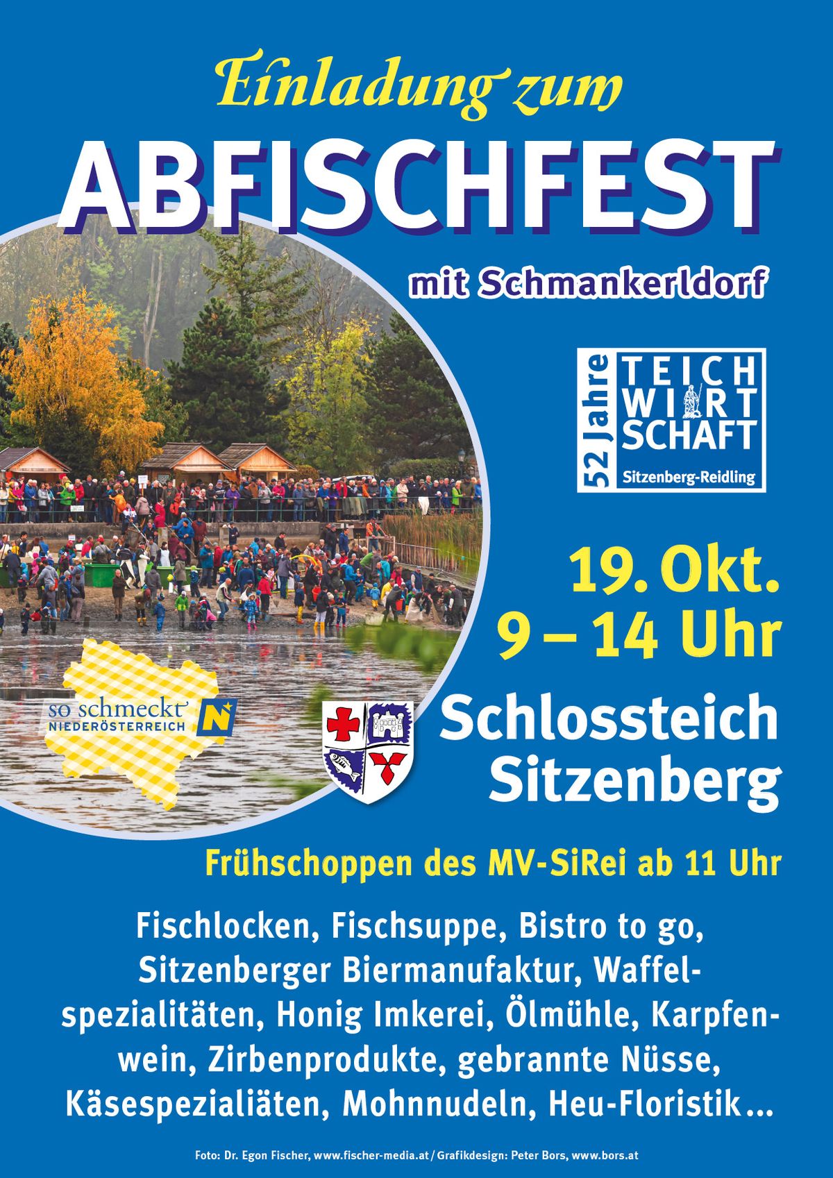 Abfischfest mit Schmankerldorf in Sitzenberg am Schlossteich 