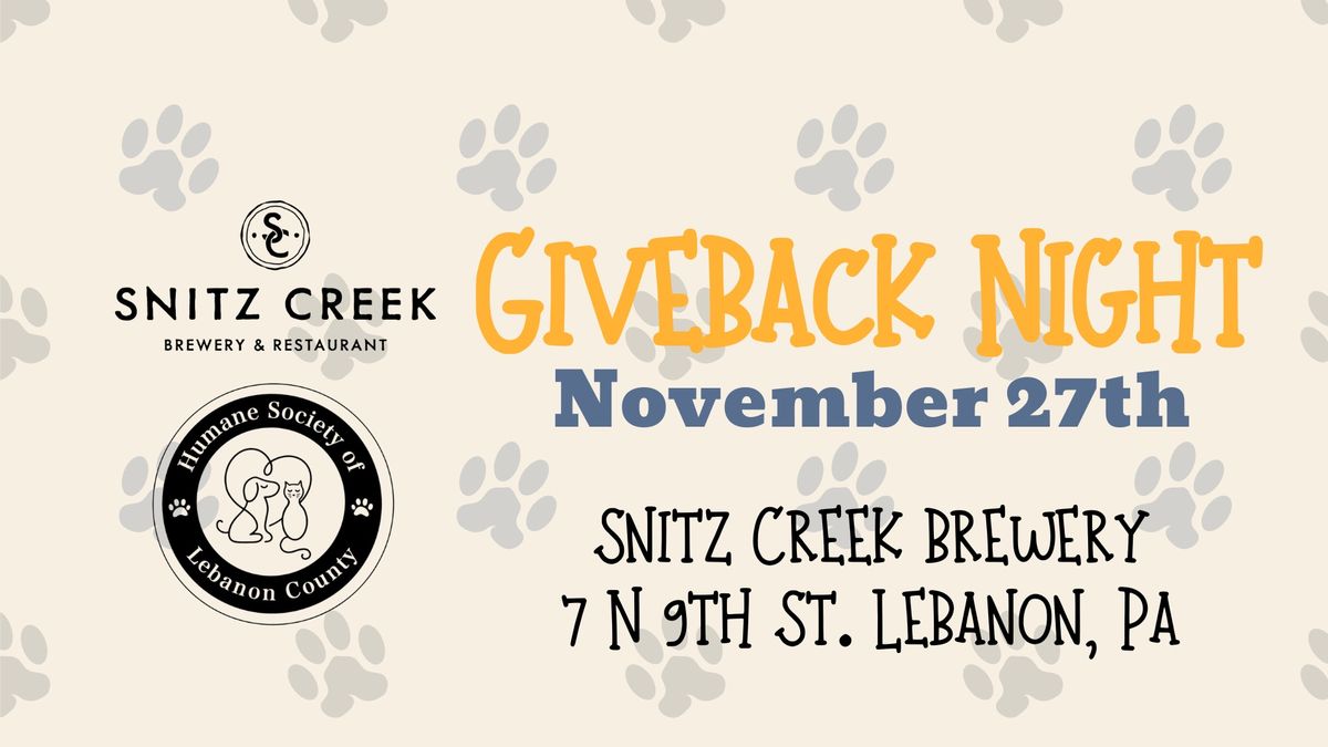 Humane Society of Lebanon County Giveback Night