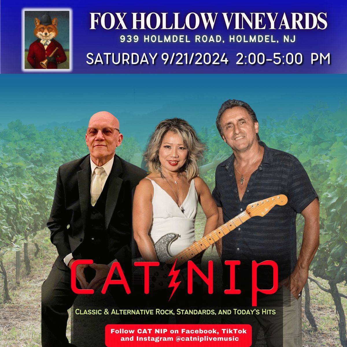 CAT NIP BAND Fall Season Saturday at Fox Hollow Vineyards