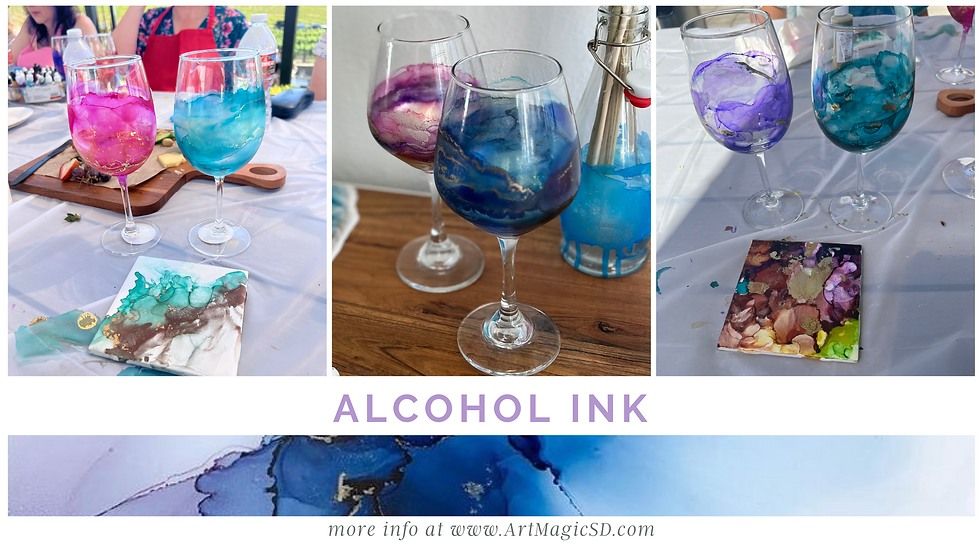 Alcohol Ink Workshop - coasters\/wine glasses\/canvas