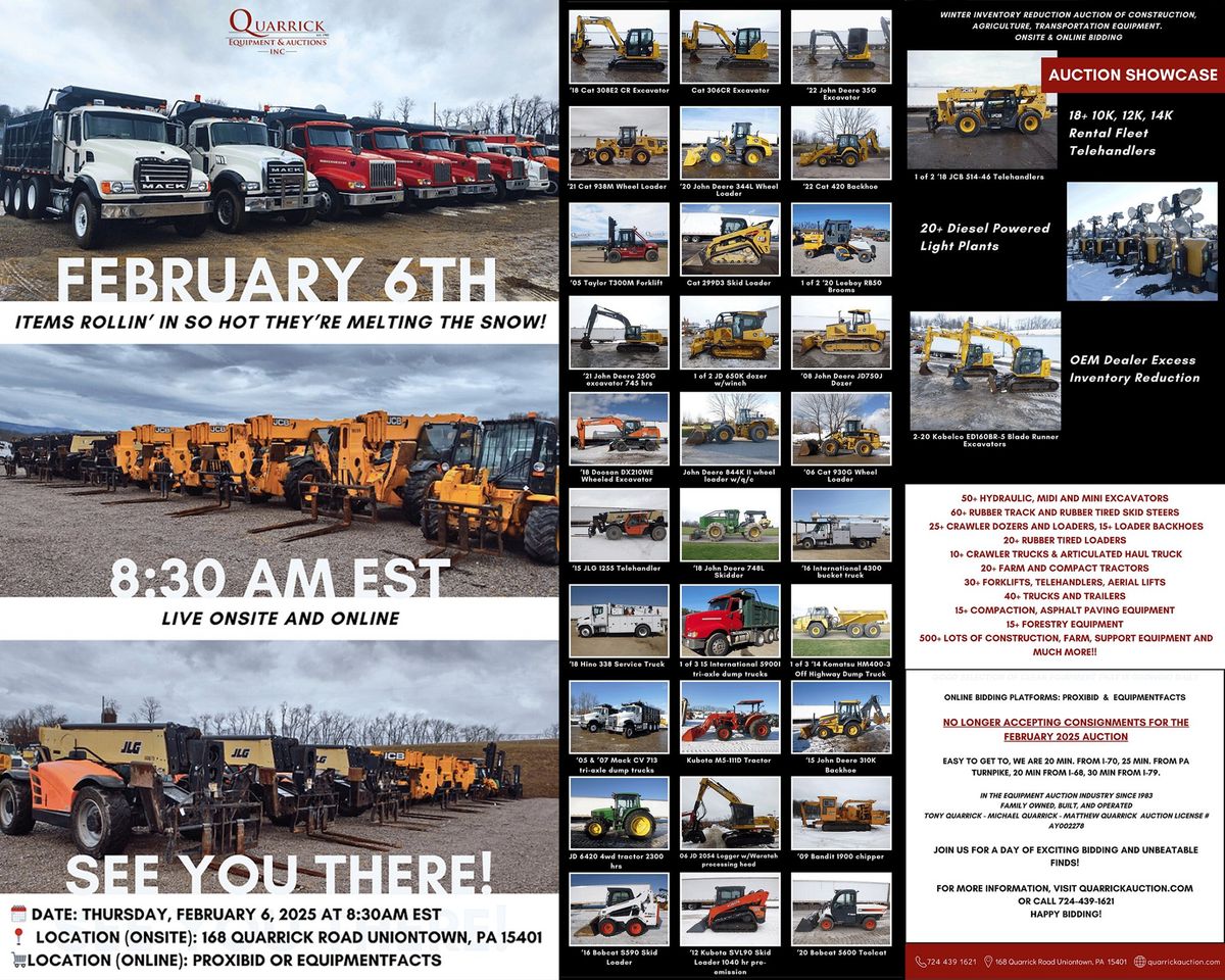 Large Construction, Agriculture & Transportation Winter Auction