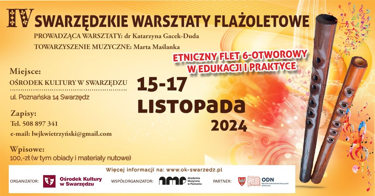 IV SWARZ\u0118DZKIE WARSZTATY FLA\u017bOLETOWE-Etniczny flet 6-otworowy w edukacji i praktyce wykonawcze.j