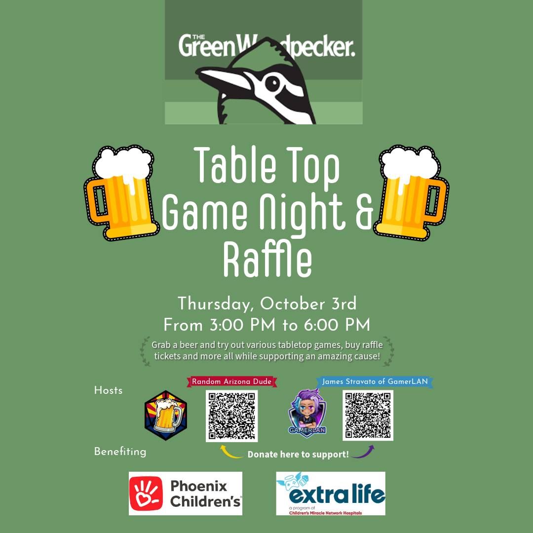 Table Top Game Night & Raffle at The Green Woodpecker