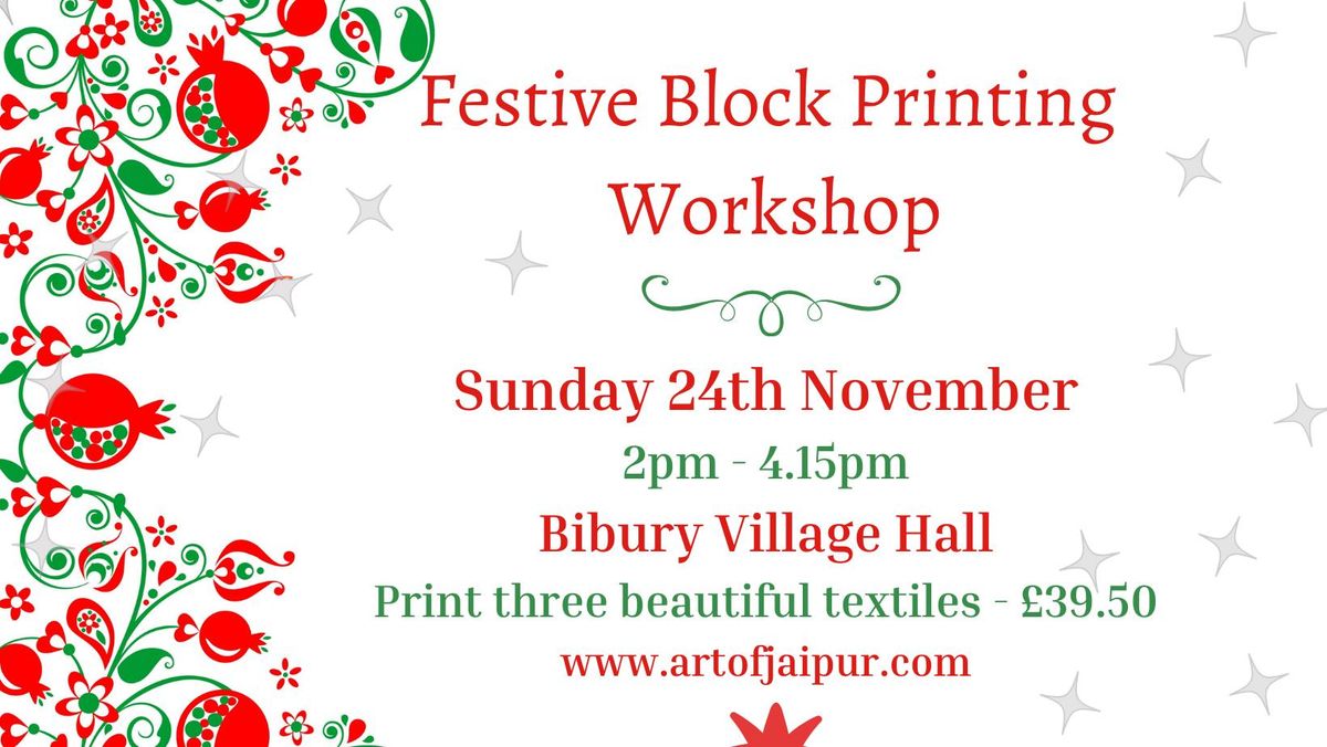 Indian Block Printing Workshop - Bibury Village Hall - Sunday 24th November 2024