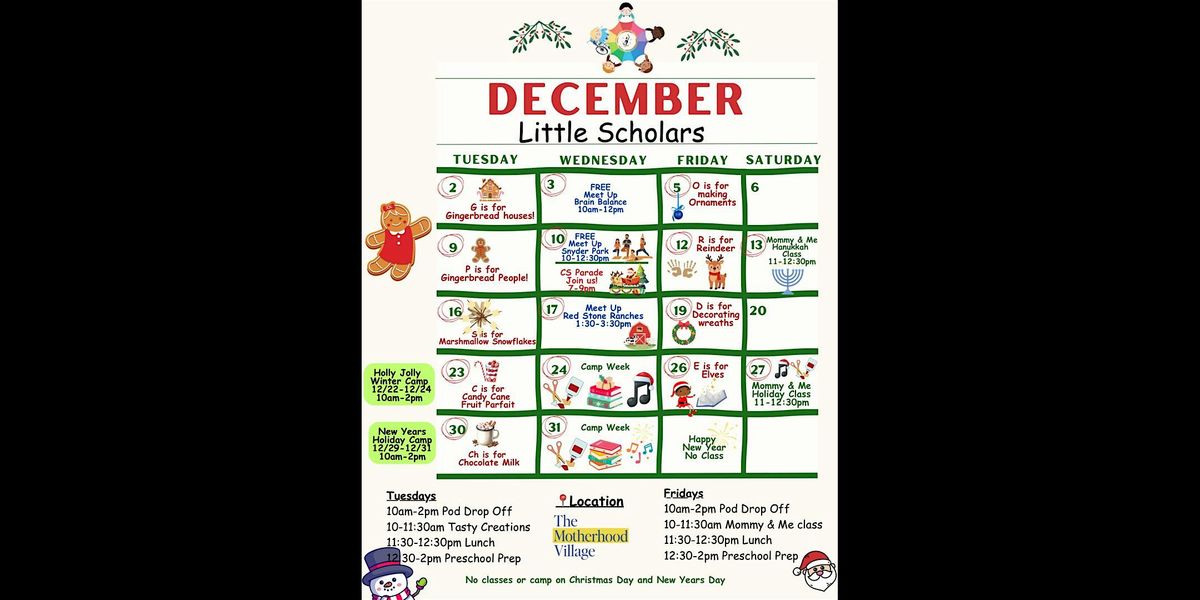 Little Scholars December Classes