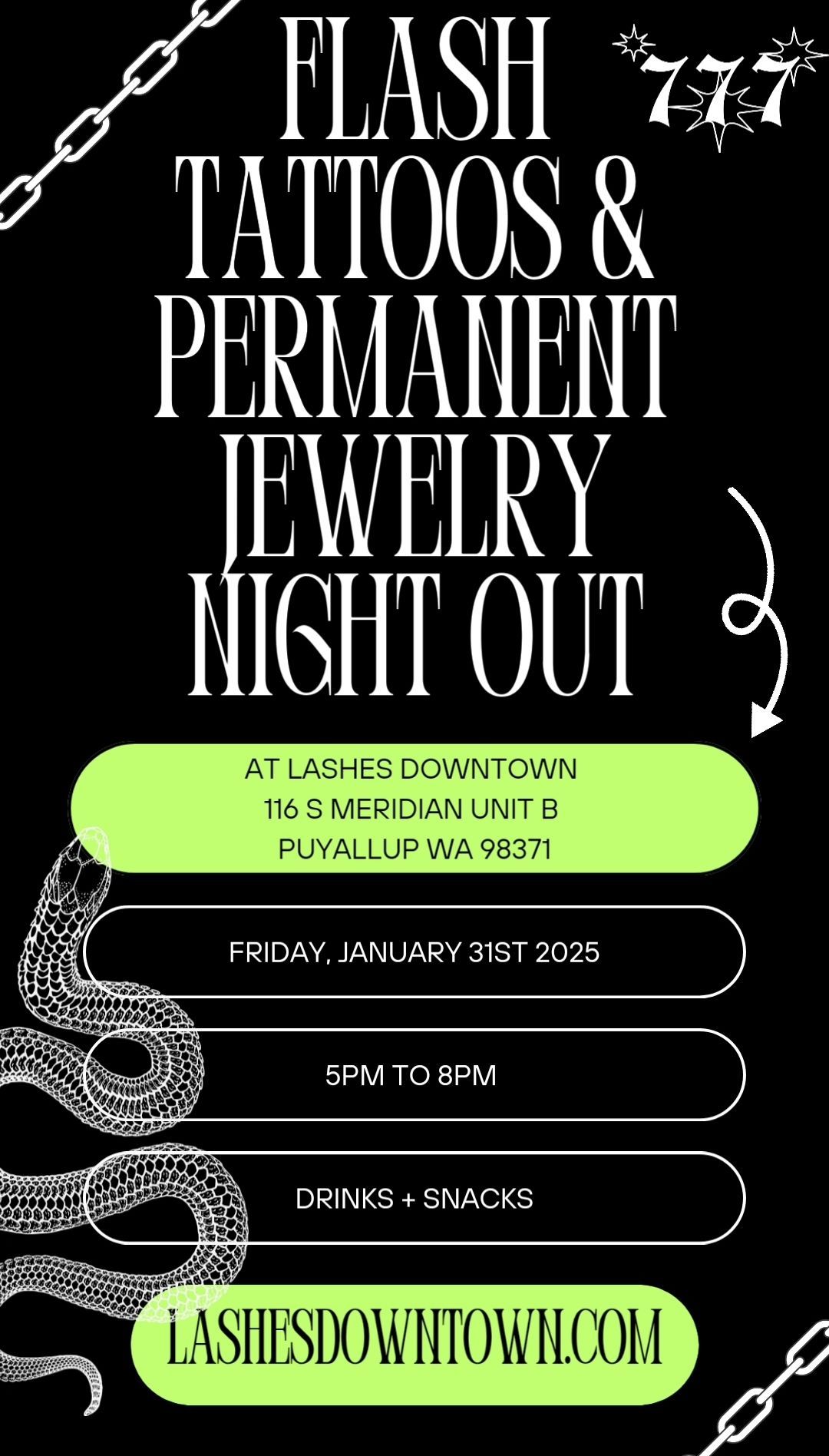 Flash Tattoos and Permanent Jewelry Night Out