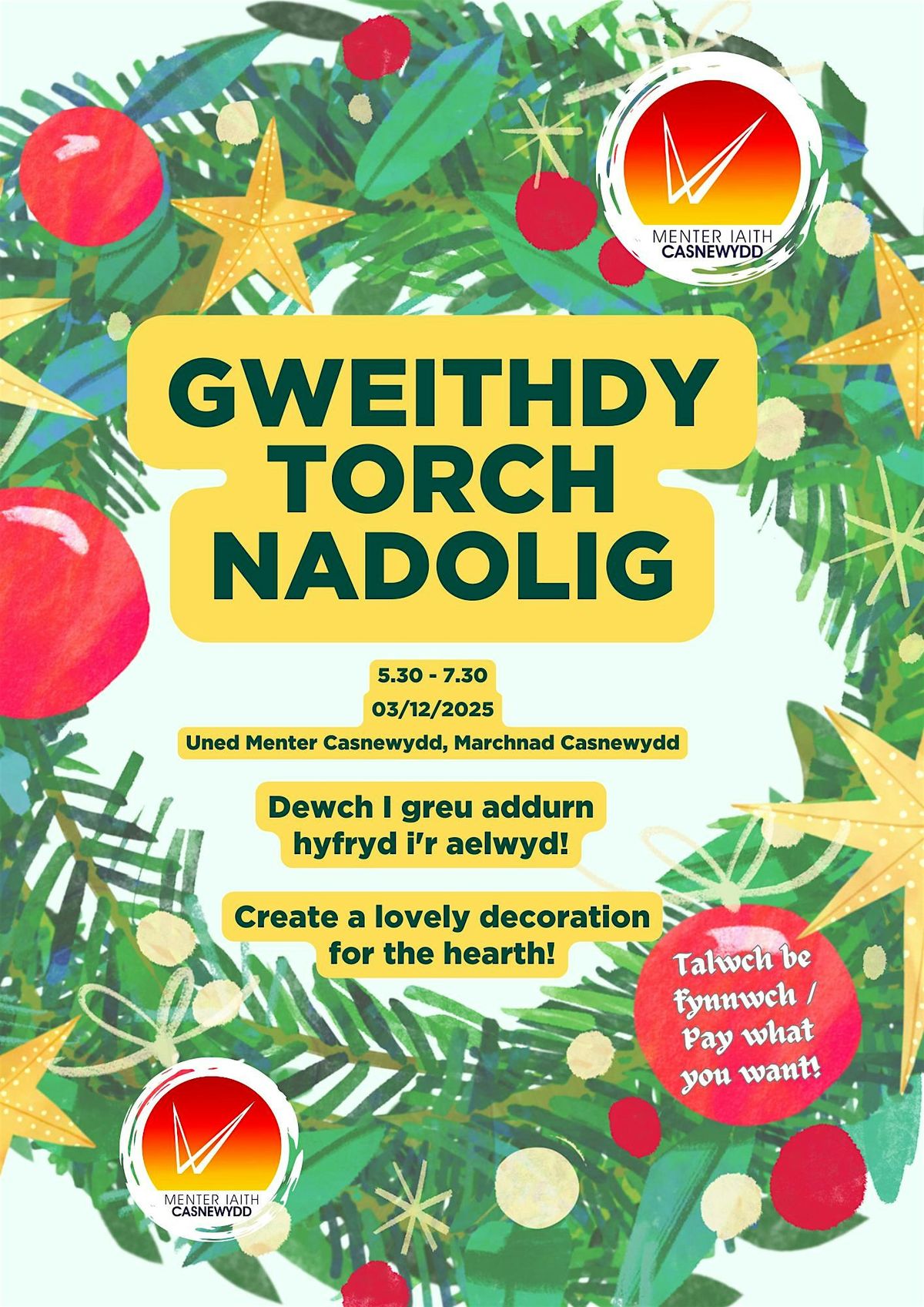 Gweithdy Torch Nadolig - Christmas Wreath Workshop