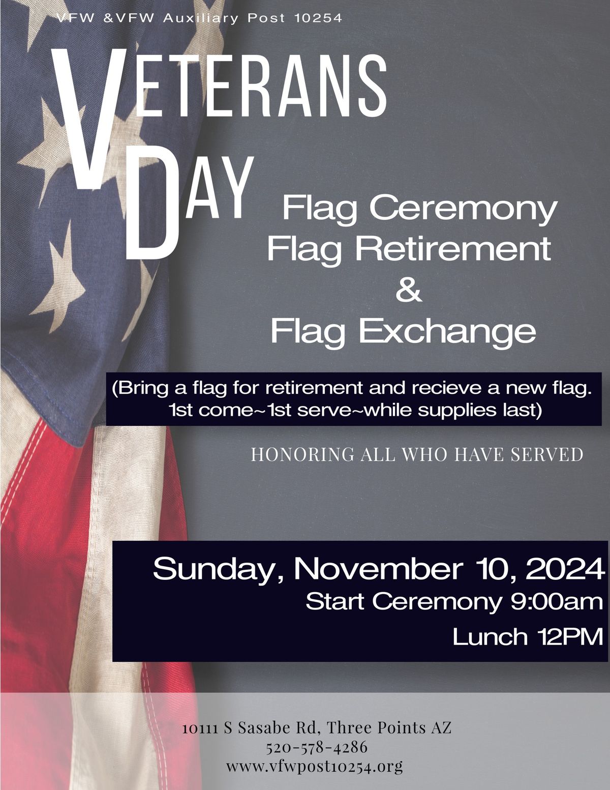 Veteran's Day Flag Ceremony, Retirement, Exchange and Lunch