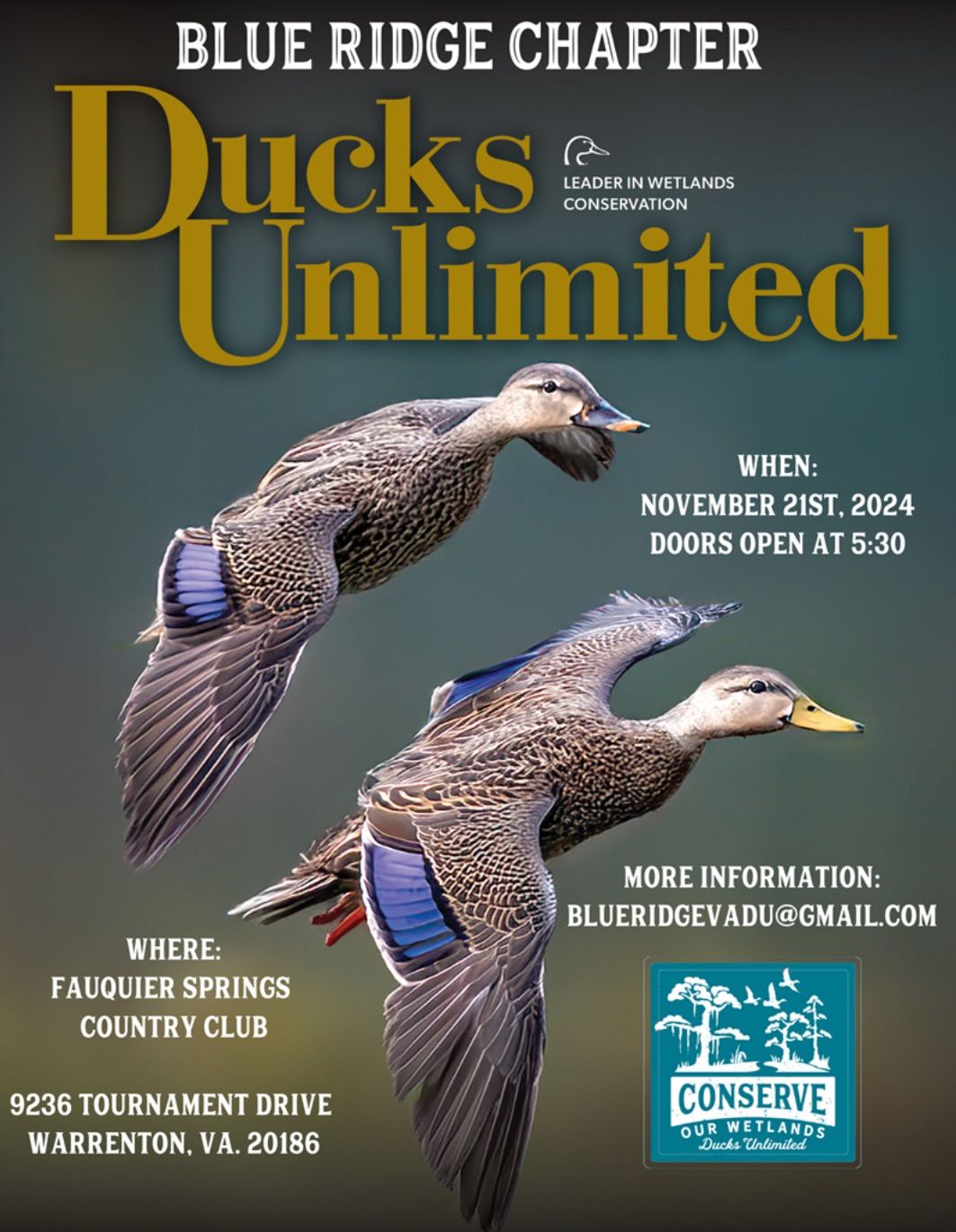 Blue Ridge DU Dinner & Auction for Wetlands Conservation 