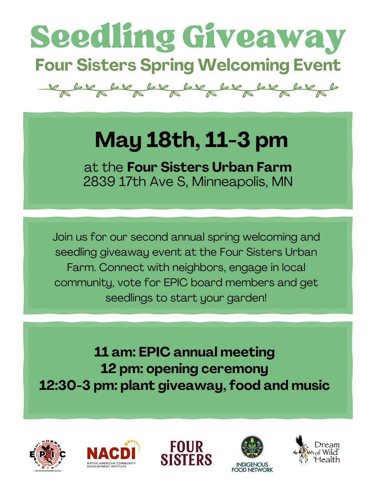 Seedling Giveaway: Four Sisters and EPIC Spring Welcoming Event