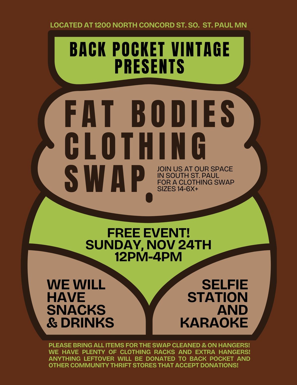 Back Pocket Vintage Presents: Fat Bodies Clothing Swap