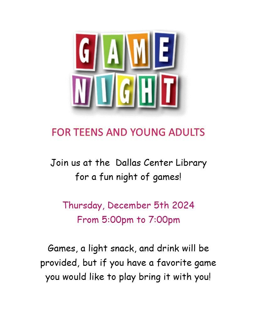 Teen\/Young Adult Game Night