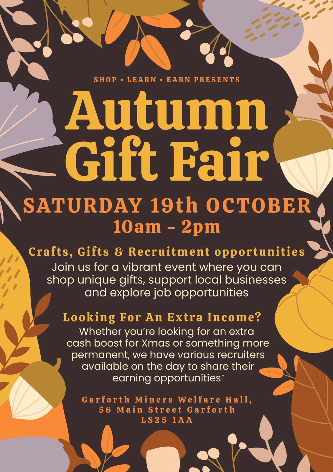 Shop, Learn, Earn presents: Autumn Gift and Recruitment Fair 