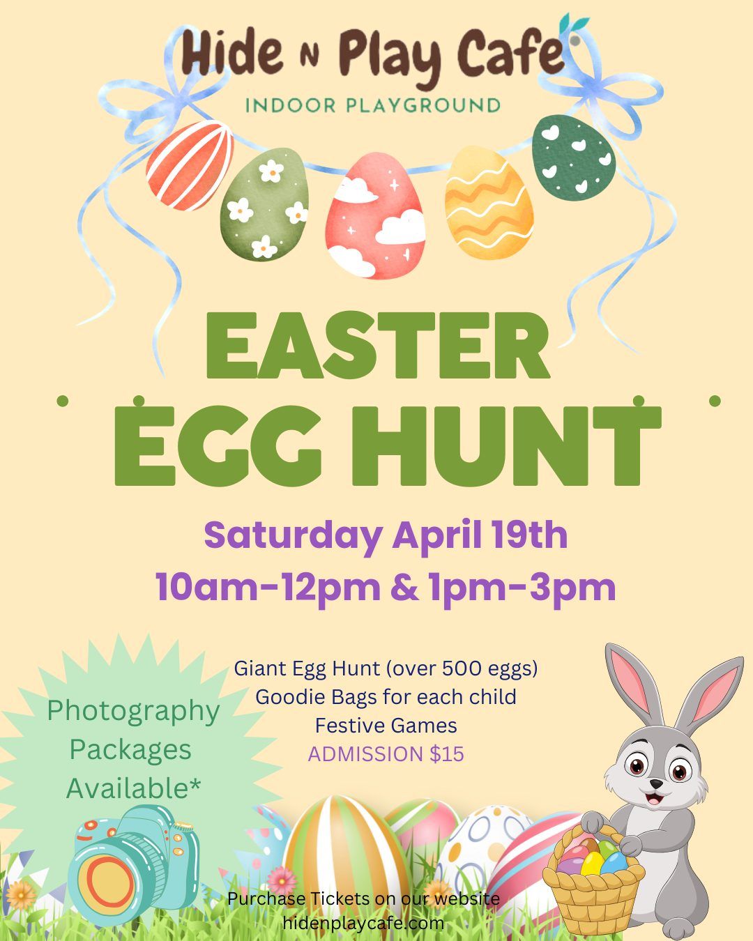 Easter Egg Hunt w\/Easter Bunny @Hide n Play Cafe