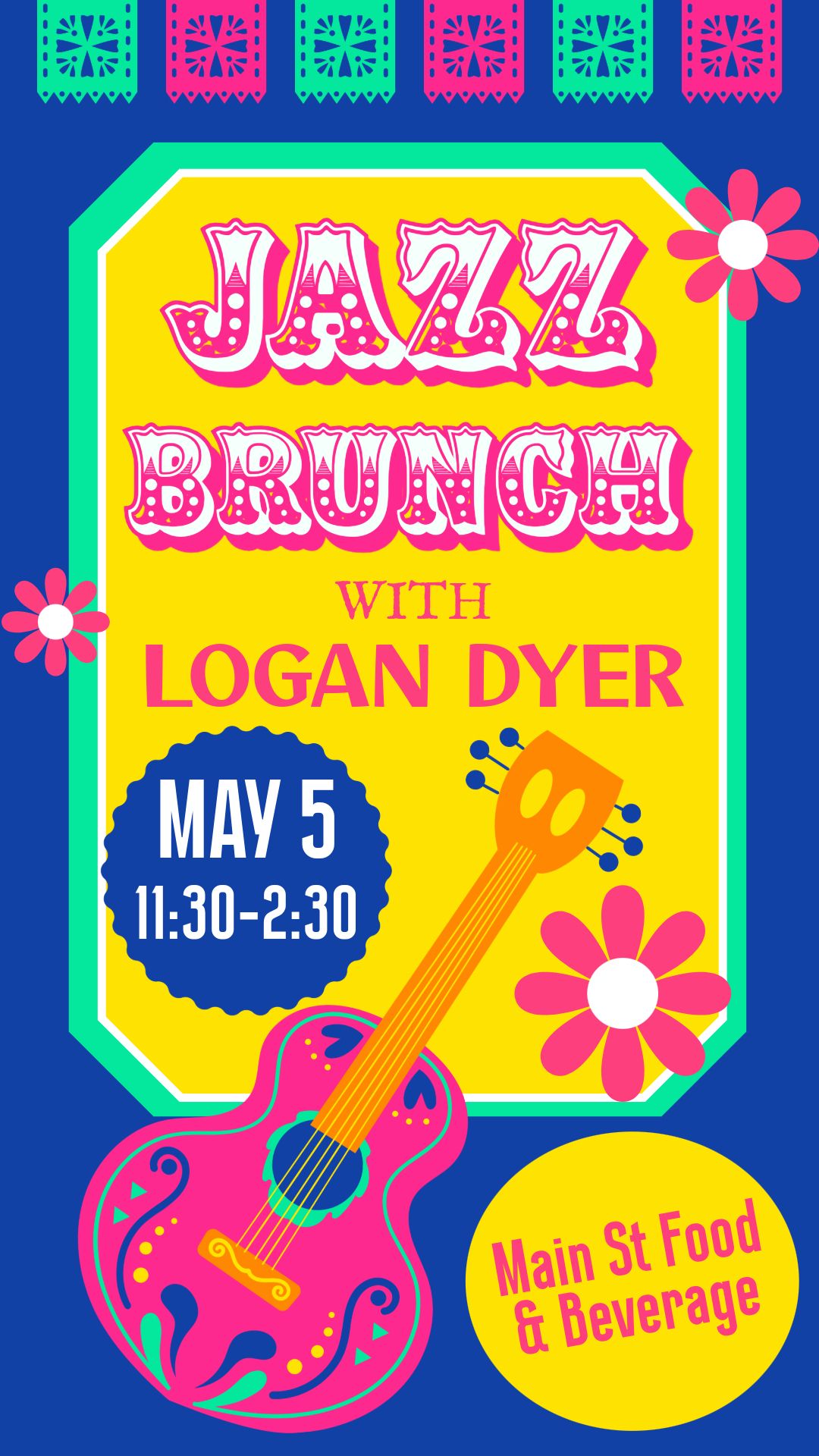 Main St Food & Beverage - Jazz Brunch with Logan Dyer & Special Guest Jonas Cowan on May 5th