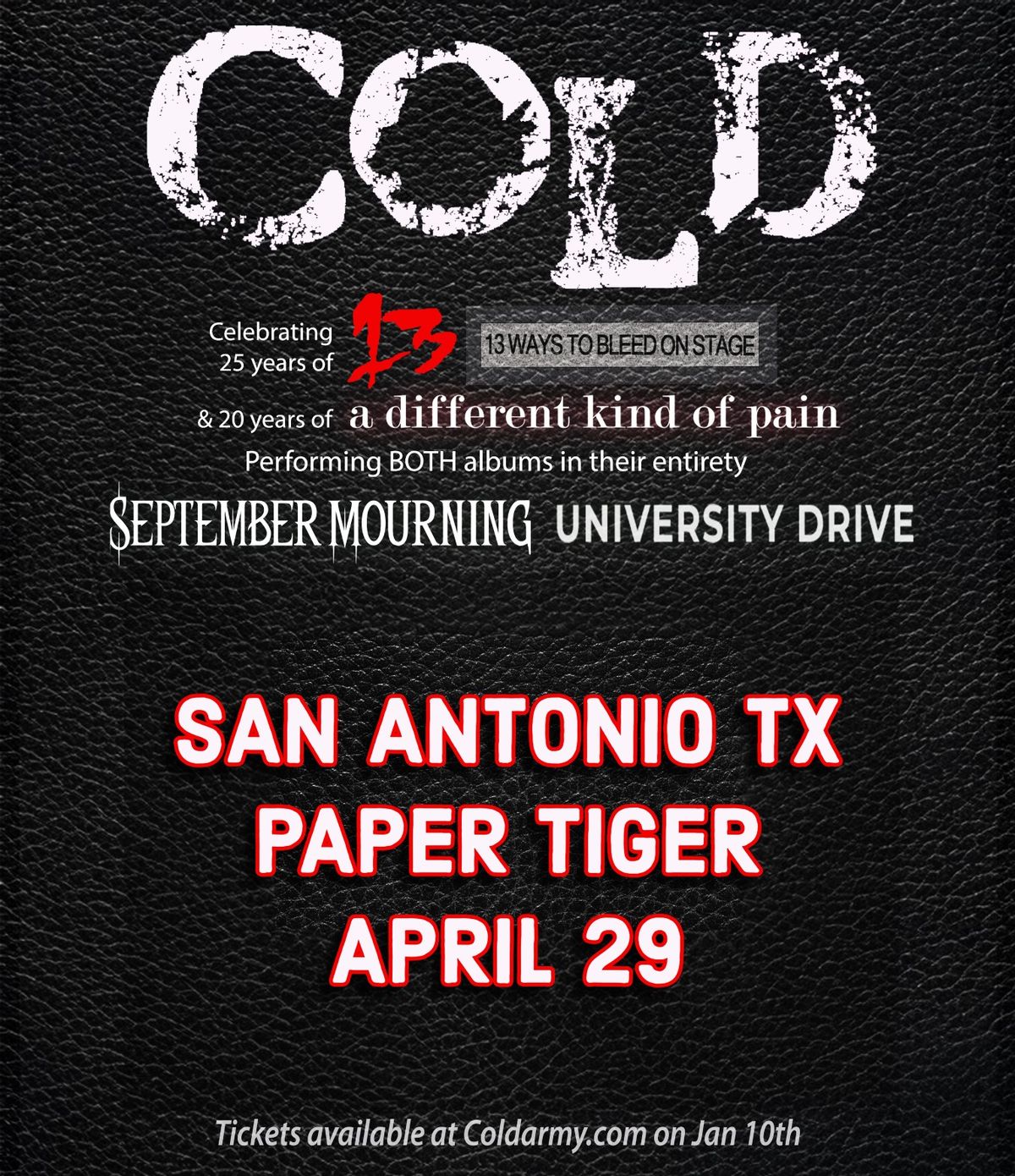 COLD - Double Album Tour | San Antonio