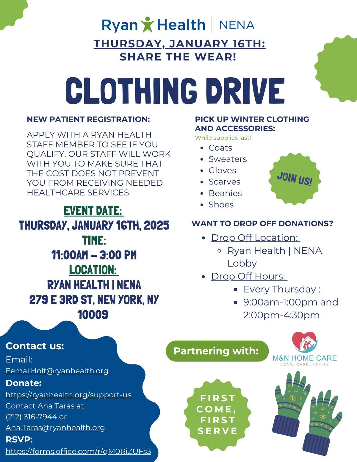 Ryan Health Clothing Drive Event in partnership with M&N Home Care