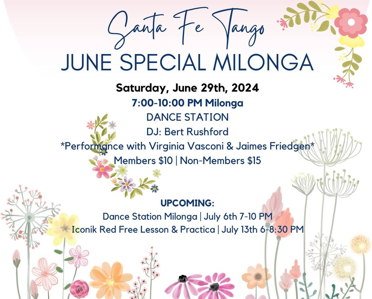 June 29th Milonga with Performance by Virginia & Jaimes