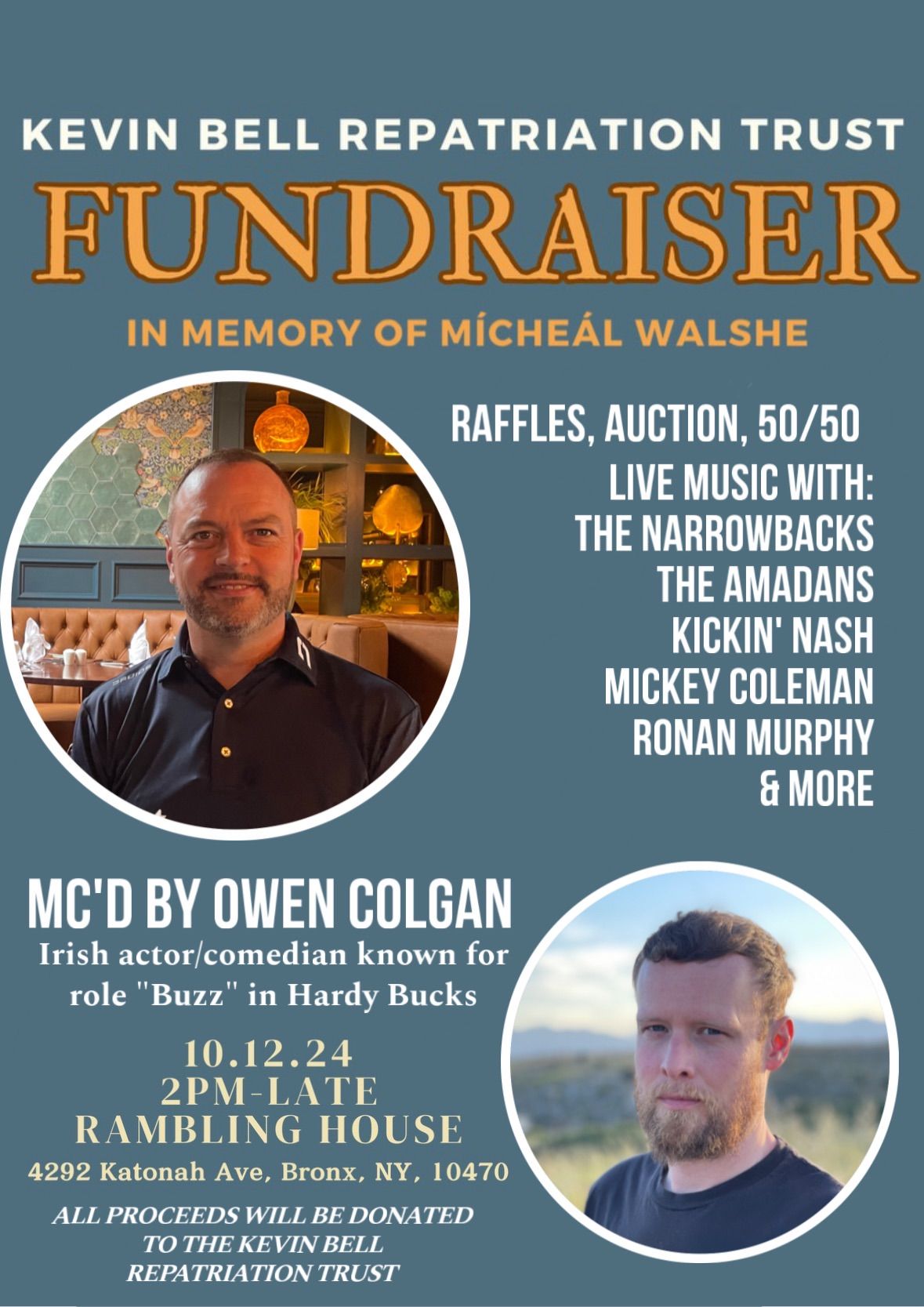 Kevin Bell Repatriation Trust Fundraiser in Memory of M\u00edche\u00e1l Walshe