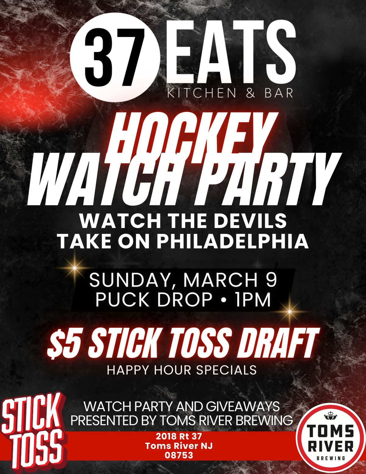 Watch Party at 37 Eats 3\/9 1:00pm