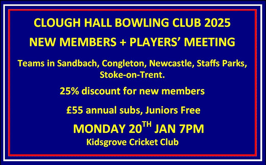 Clough Hall Bowling Club New Members Meeting 2025