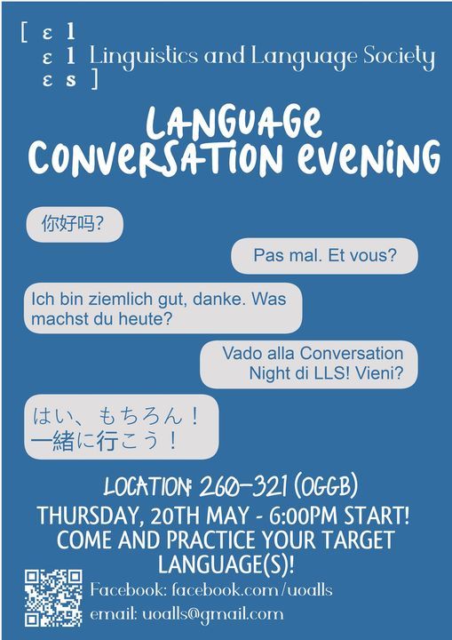 LANGUAGE CONVERSATION EVENING: 20th May!