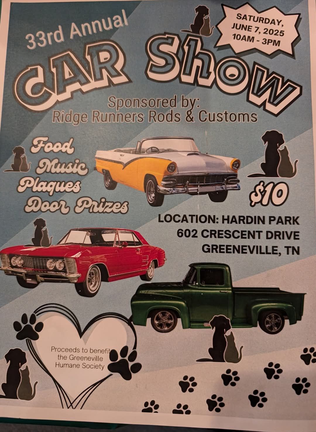 33rd Annual Car Show sponsored by Ridge Runners Rods and Customs