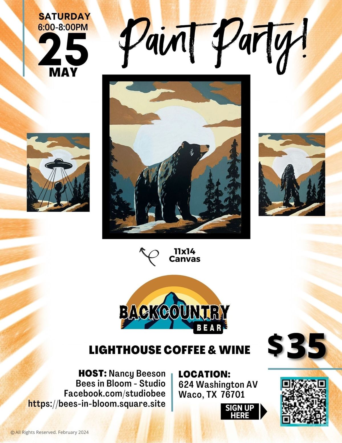 Paint & Sip at Lighthouse Coffee & Wine -Backcountry Bear