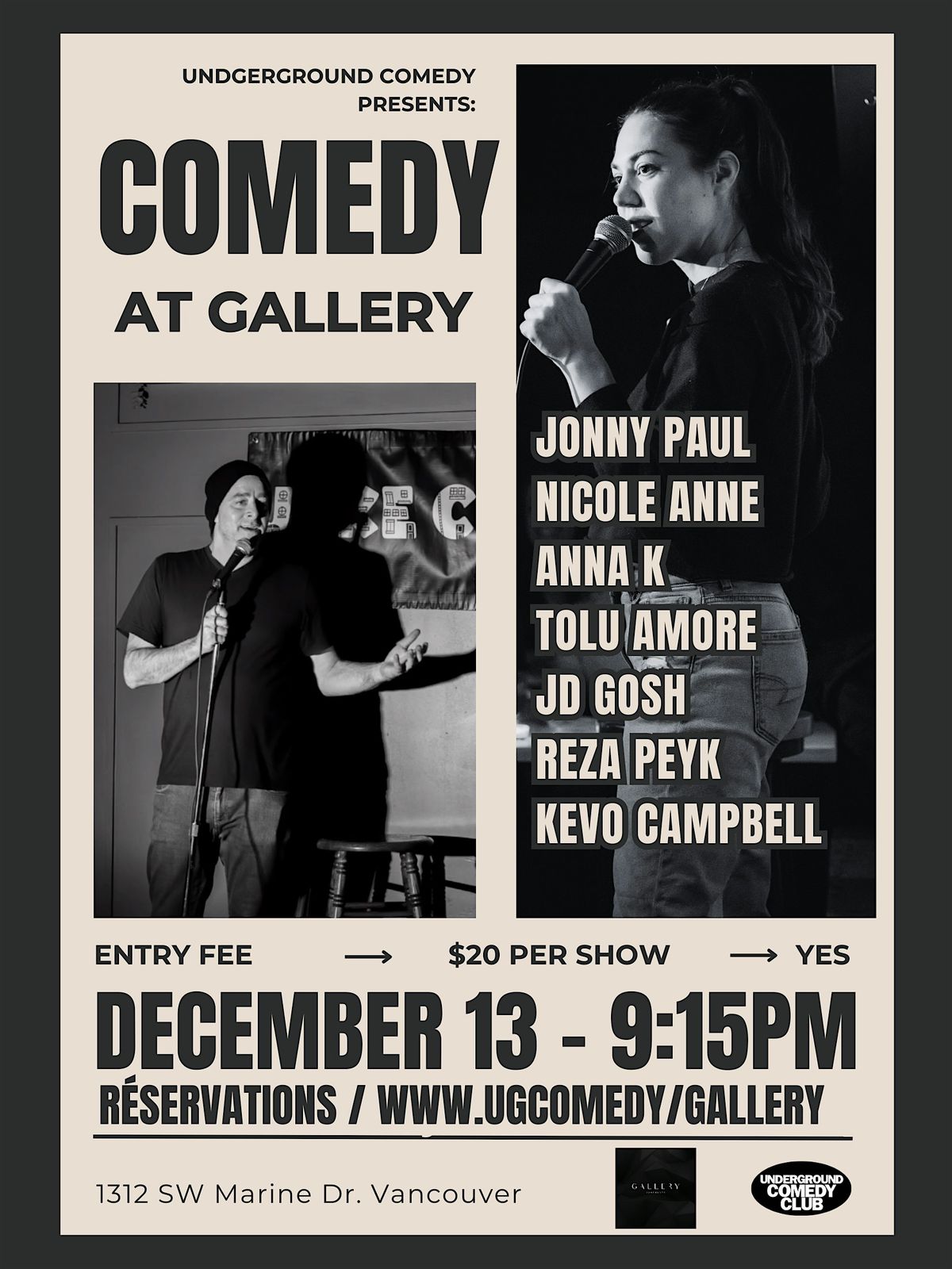 Underground Comedy at Gallery