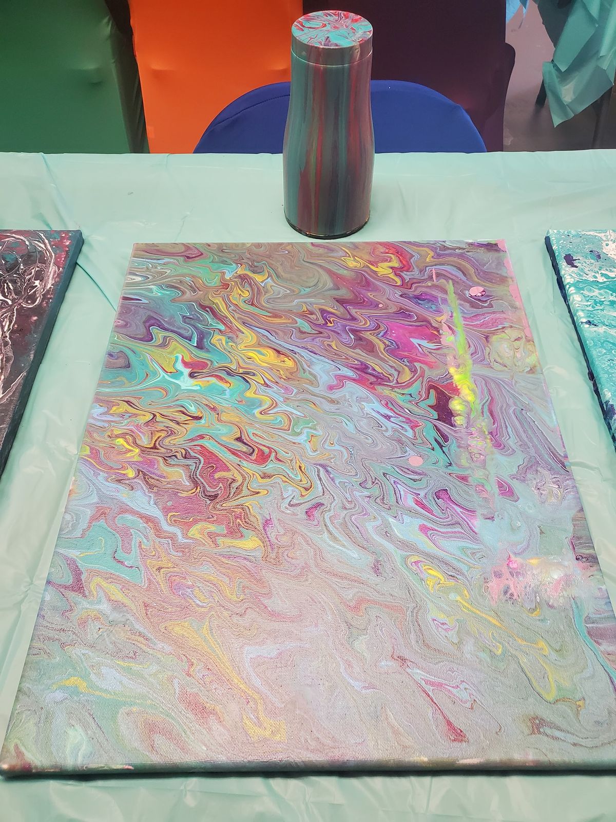 Adult Tumbler & Canvas Paint Pour Paint & Sip November 15th 2024 6:00pm-9:00pm