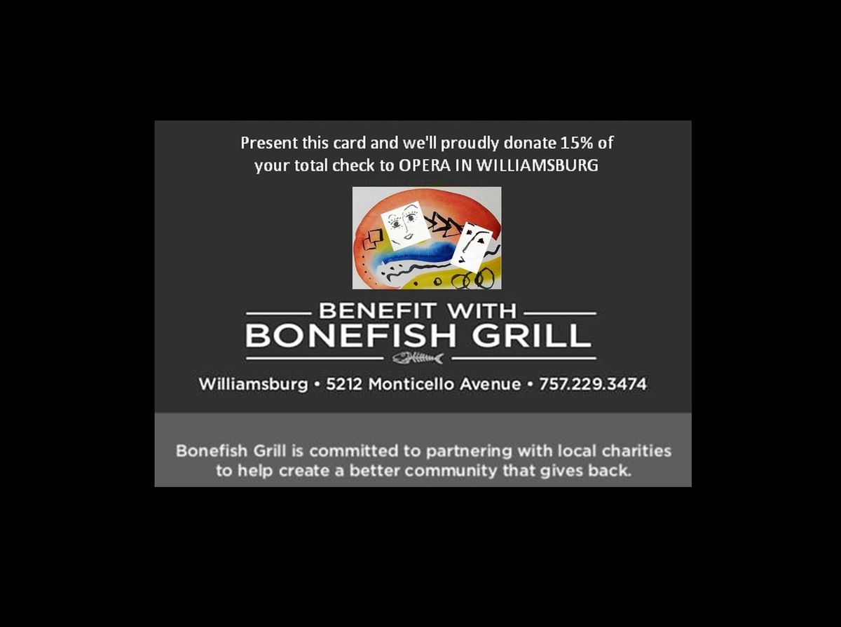 *** Date changed to February 27, 2025 ***Opera in Williamsburg Benefit Evening at the Bonefish Grill