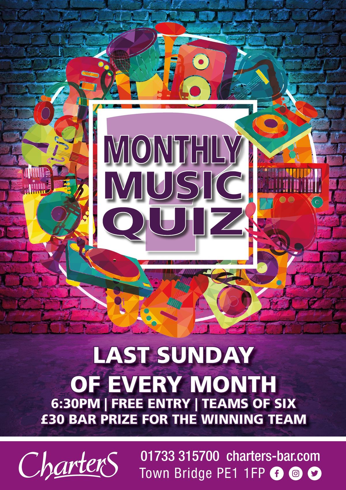 Charters Monthly Music Quiz - Last Sunday of every Month
