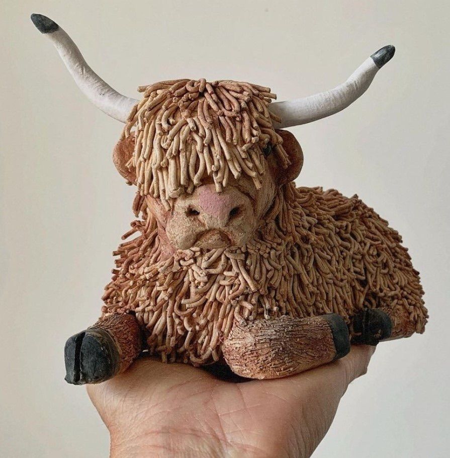 Highland Cow Pottery Sculpting