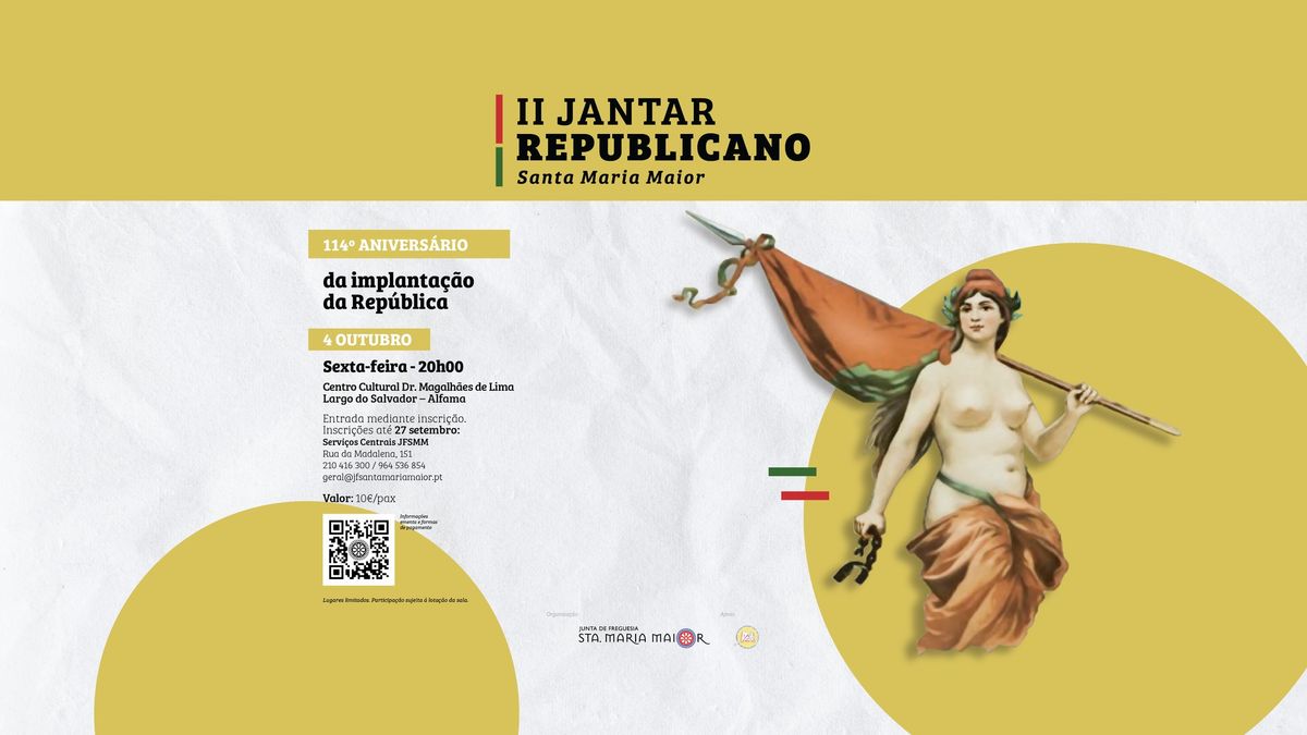 JANTAR REPUBLICANO | 114\u00ba Anivers\u00e1rio da Implanta\u00e7\u00e3o da Rep\u00fablica