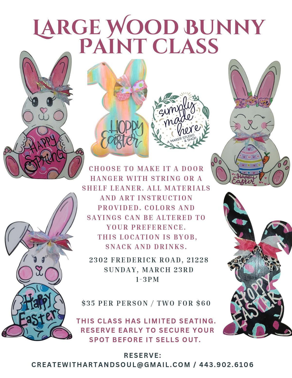 Large WOOD BUNNY PAINT CLASS