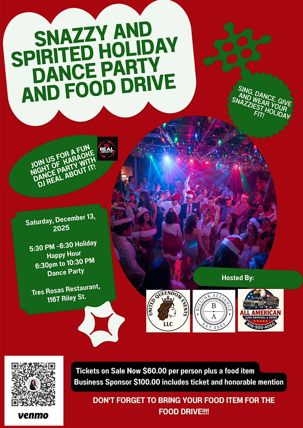 Snazzy & Spirited: A Holiday Dance Party + Food Drive