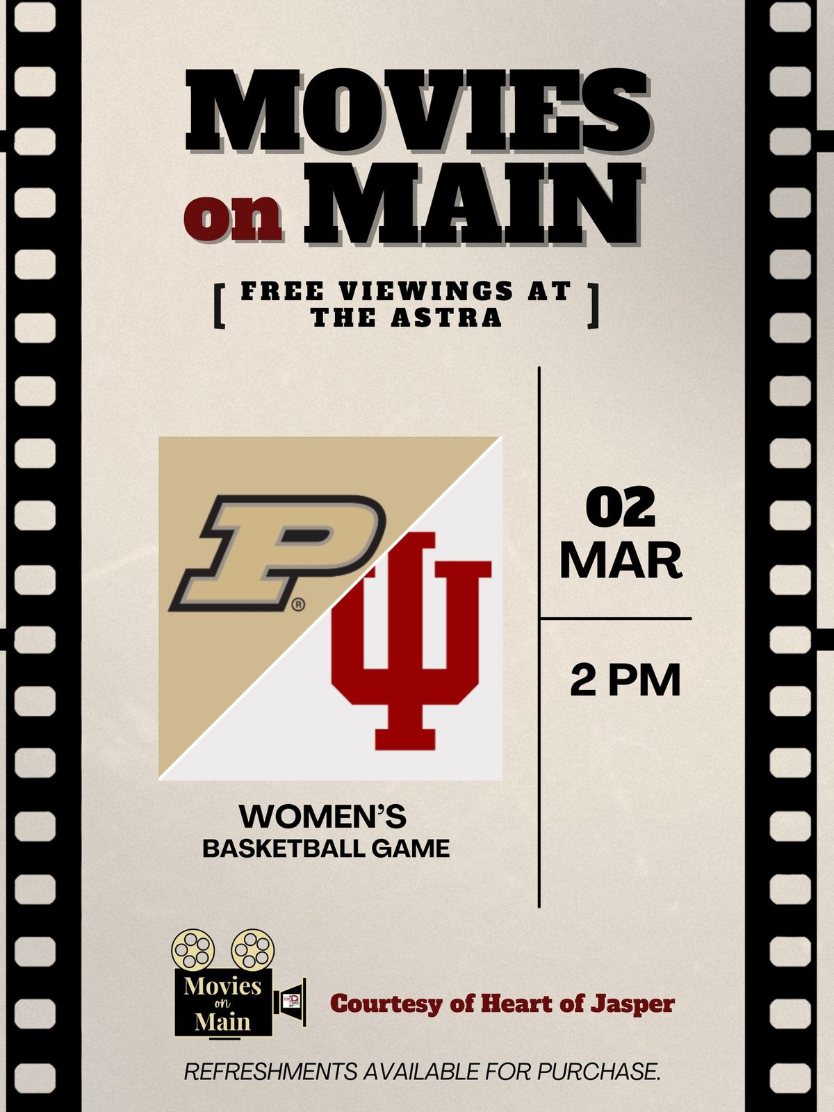 Movies on Main - Purdue vs. IU Women's Basketball