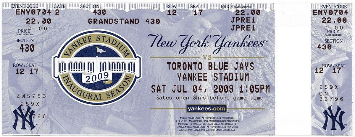 Toronto Blue Jays at New York Yankees Tickets