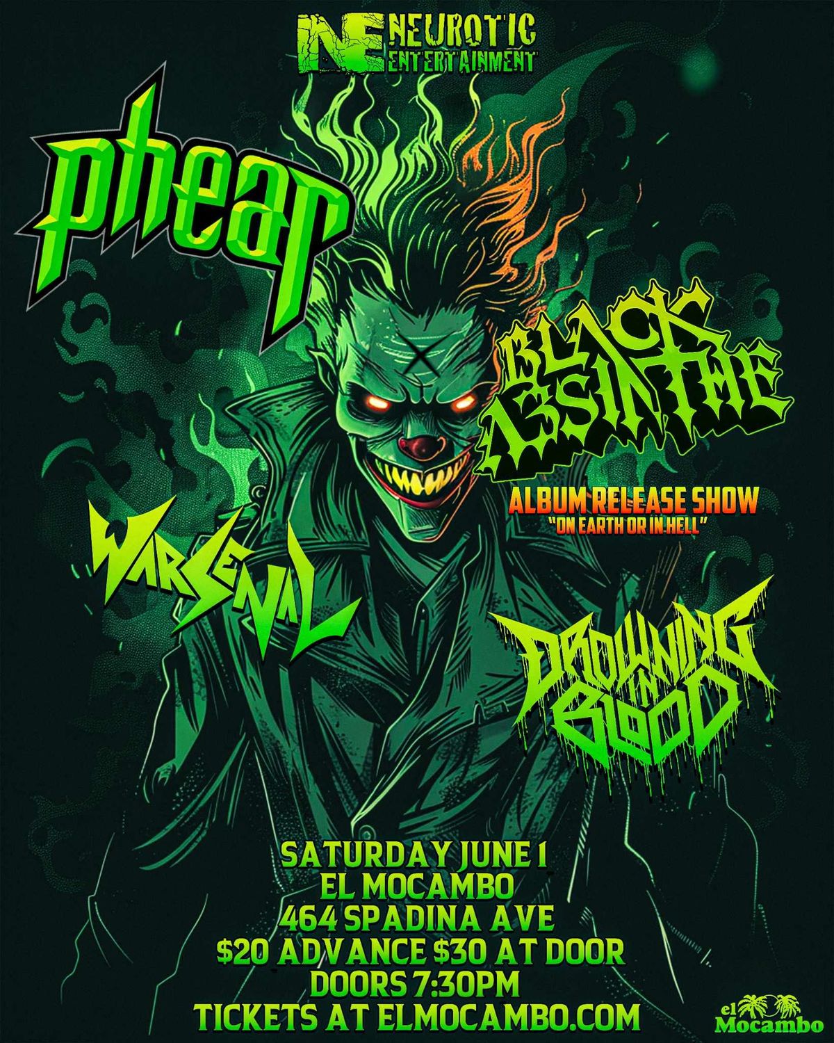 Phear, Black Absinthe (CD Release Show) Warsenal & Drowning in Blood 