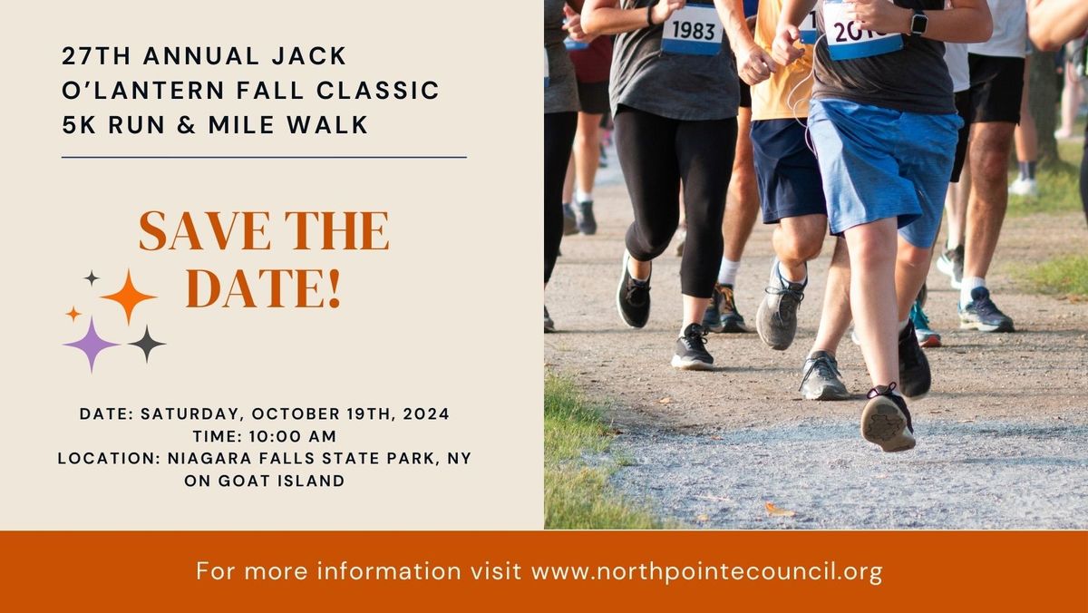 27th Annual Jack O\u2019Lantern Fall Classic 5K Race & 1.5 Mile Walk