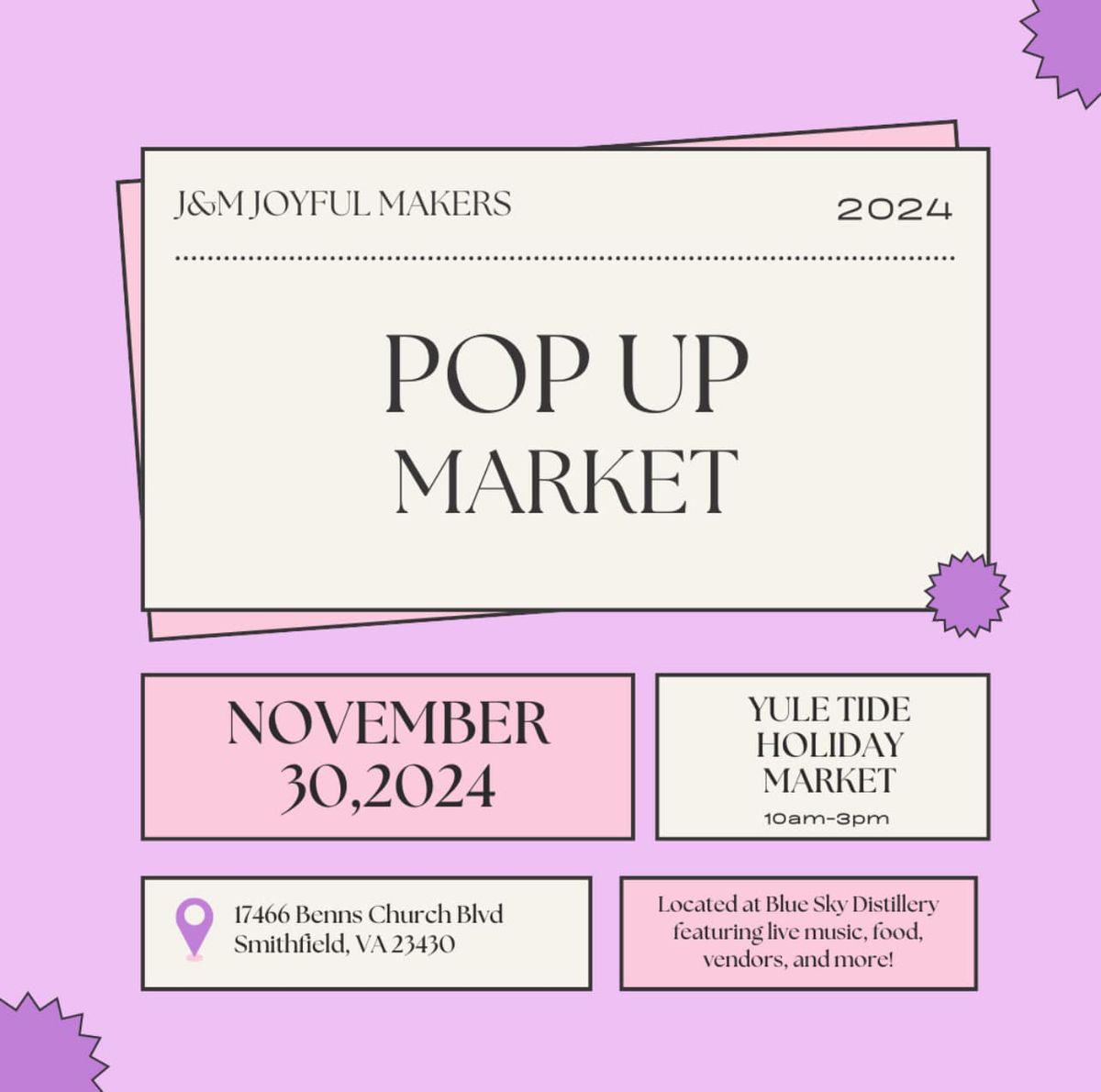 J&M Joyful Makers 2024 Pop-Up Market