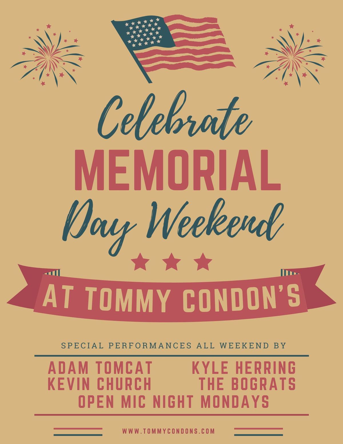 Celebrate Memorial Day Weekend at Tommy Condon's!