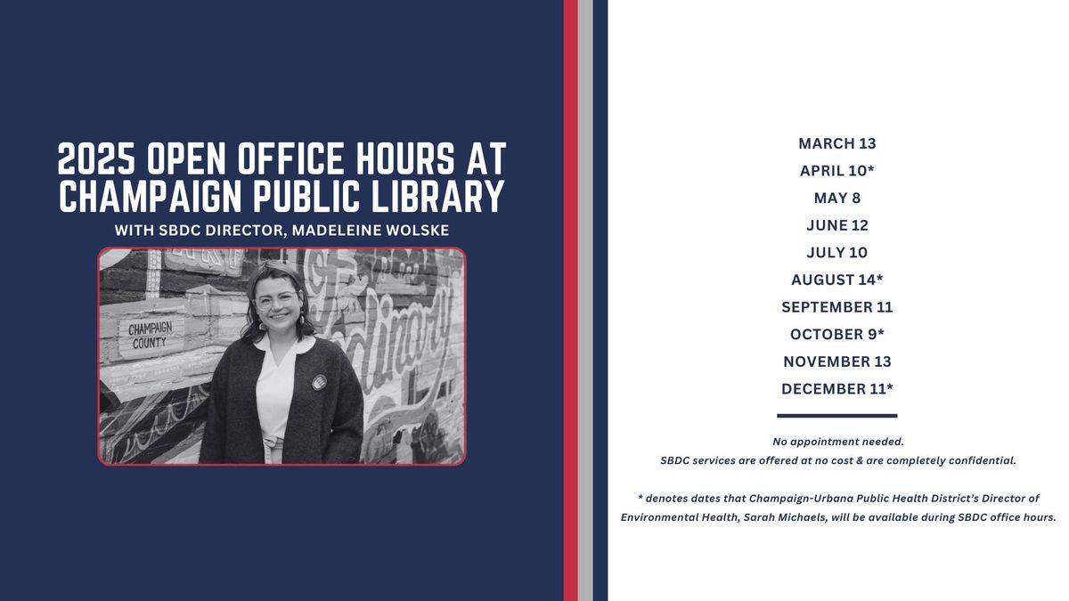 2025 Open Office Hours at Champaign Public Library