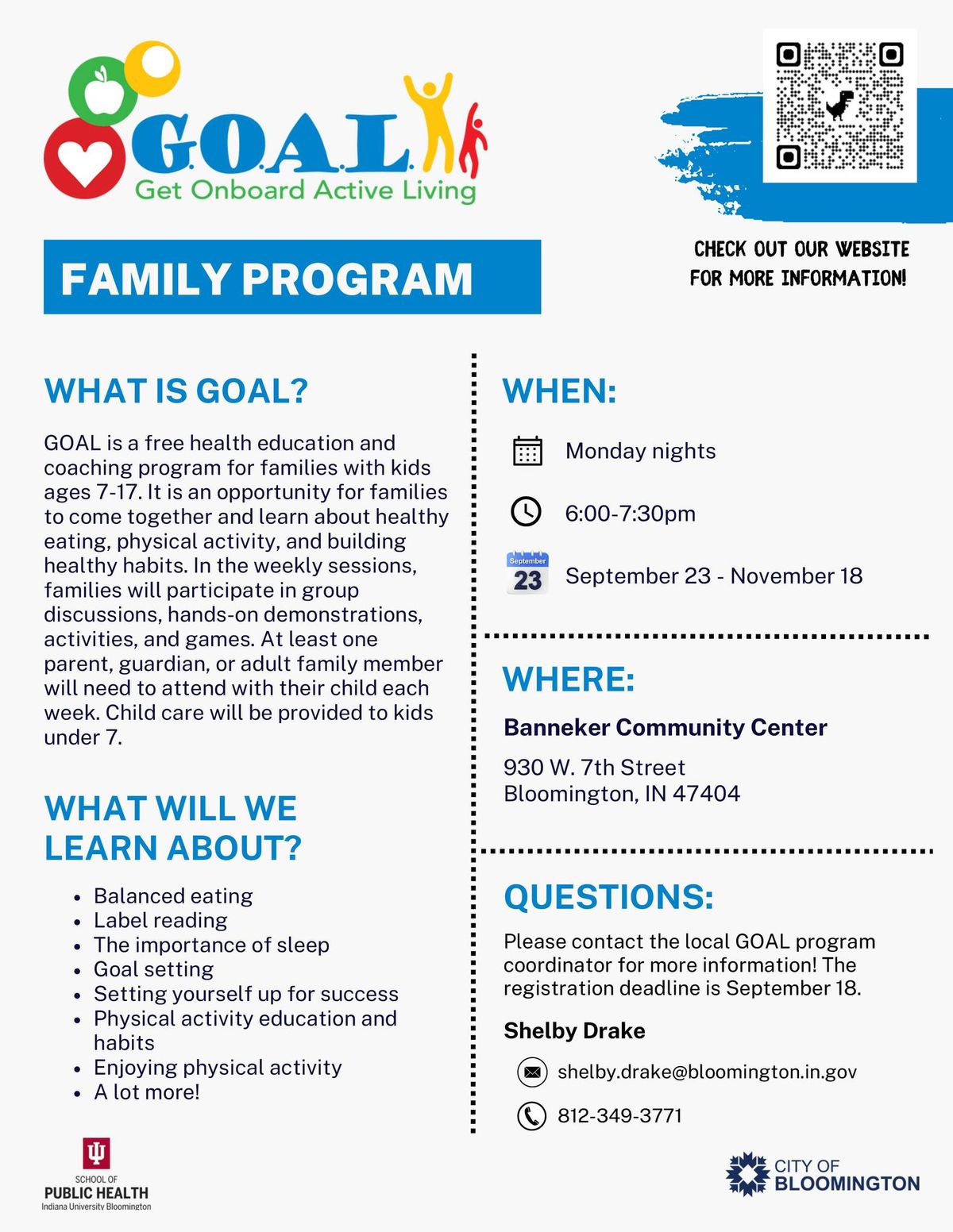 G.O.A.L. Family Mondays at Banneker