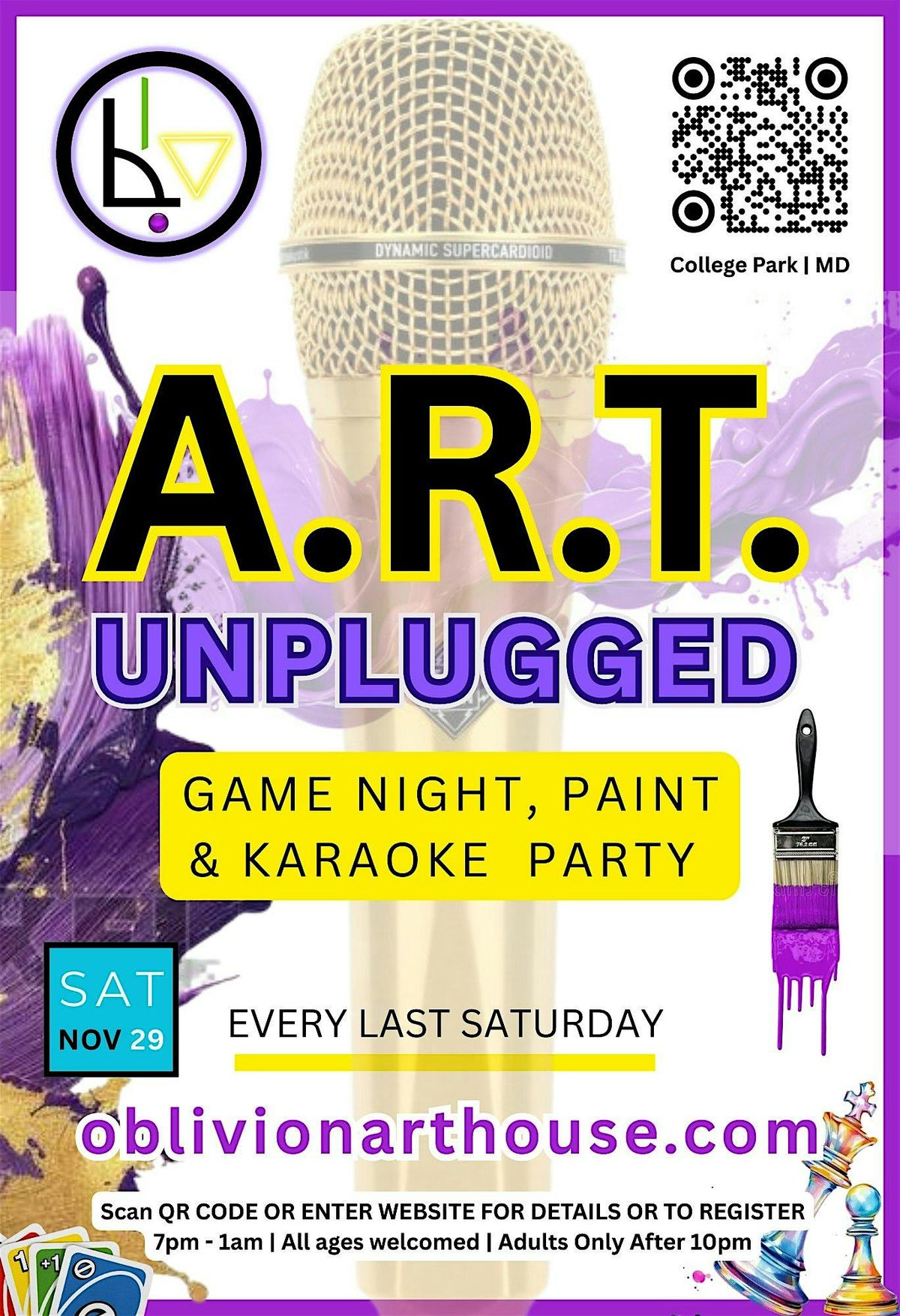 Art Unplugged | Game Night \u25aa\ufe0e Paint  \u25aa\ufe0e Karaoke Party